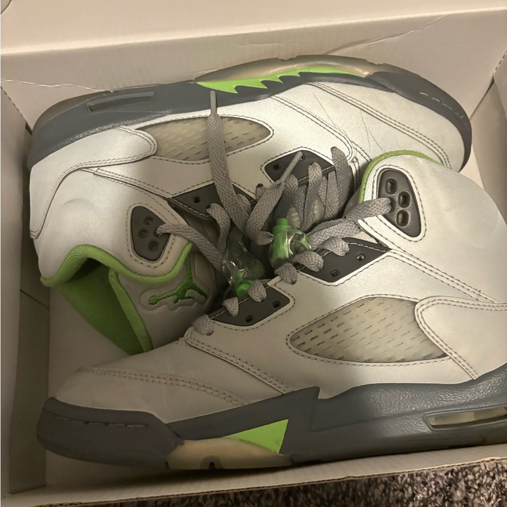 Jordan Air 5 Retro Sneakers - Silver and Green